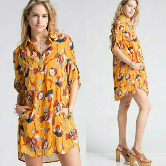 Dresses & Skirts - Floral Print Shirt Dress